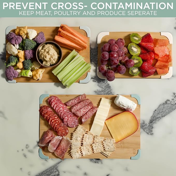 COOK WITH COLOR Non-Slip Cutting Board Set - Set of 4 (White)