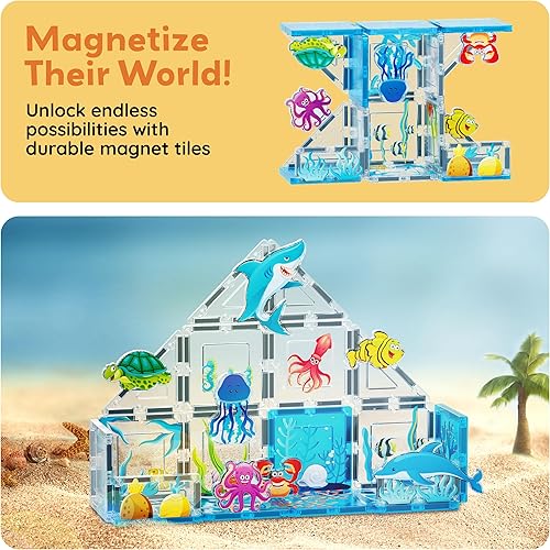 Miniatura 69 de PicassoTiles Juego de 8 piezas de bloques de construcción magnéticos de Metro City con figuras de acción magnetizadas compatibles con kits de 8pc