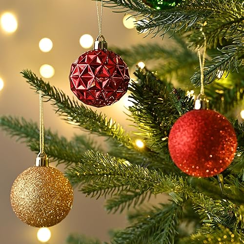 Miniatura 6 de Valery Madelyn Juego de adornos decorativos para árbol de Navidad, decoración de Halloween, 50 unidades, rojo, verde y dorado, inastillables, a