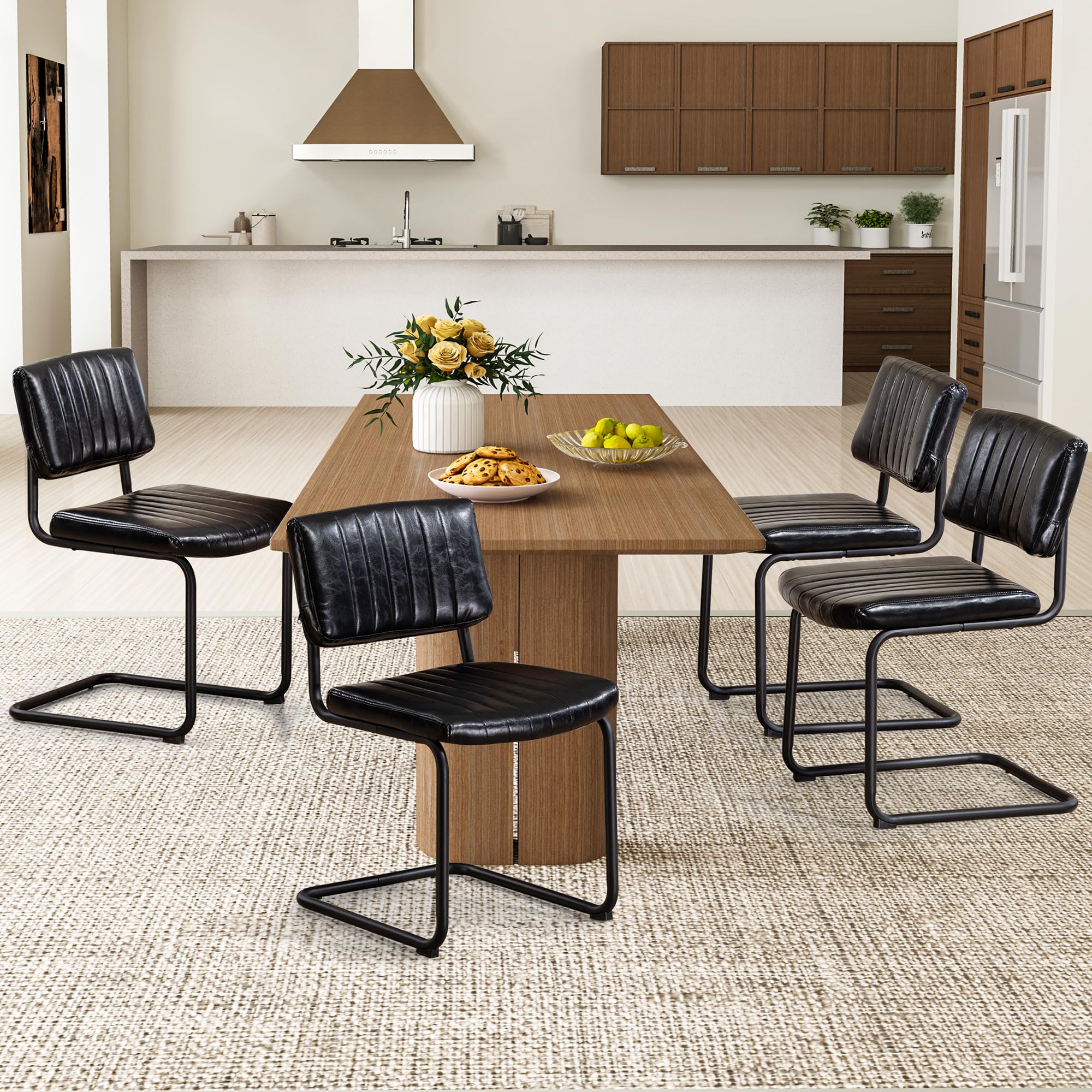 HOMHUM Cantilever Dining Chairs Set of 4
