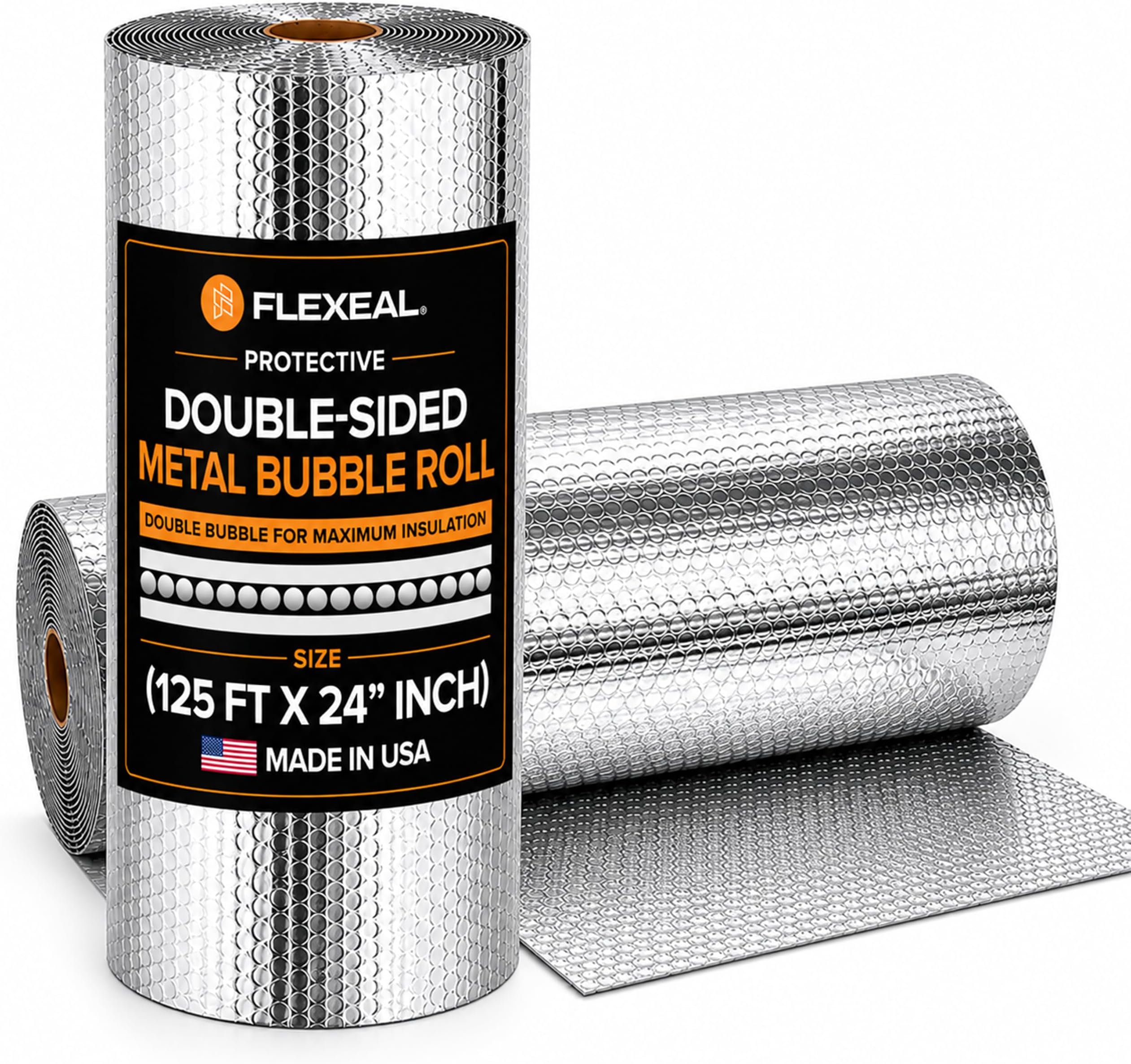 Double Bubble Foil Insulation Roll 24" x 125' Radiant Barrier | Reflective radiant barrier for attics, roofs, walls, garages & HVAC. Aluminum foil blocks radiant heat;.