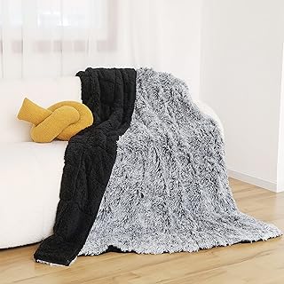Faux Fur Weighted Blanket for Adults, netoolen 60x80 15lbs Warm Sherpa Heavy Thick Soft Cozy Fluffy Fuzzy Better Sleeping ...