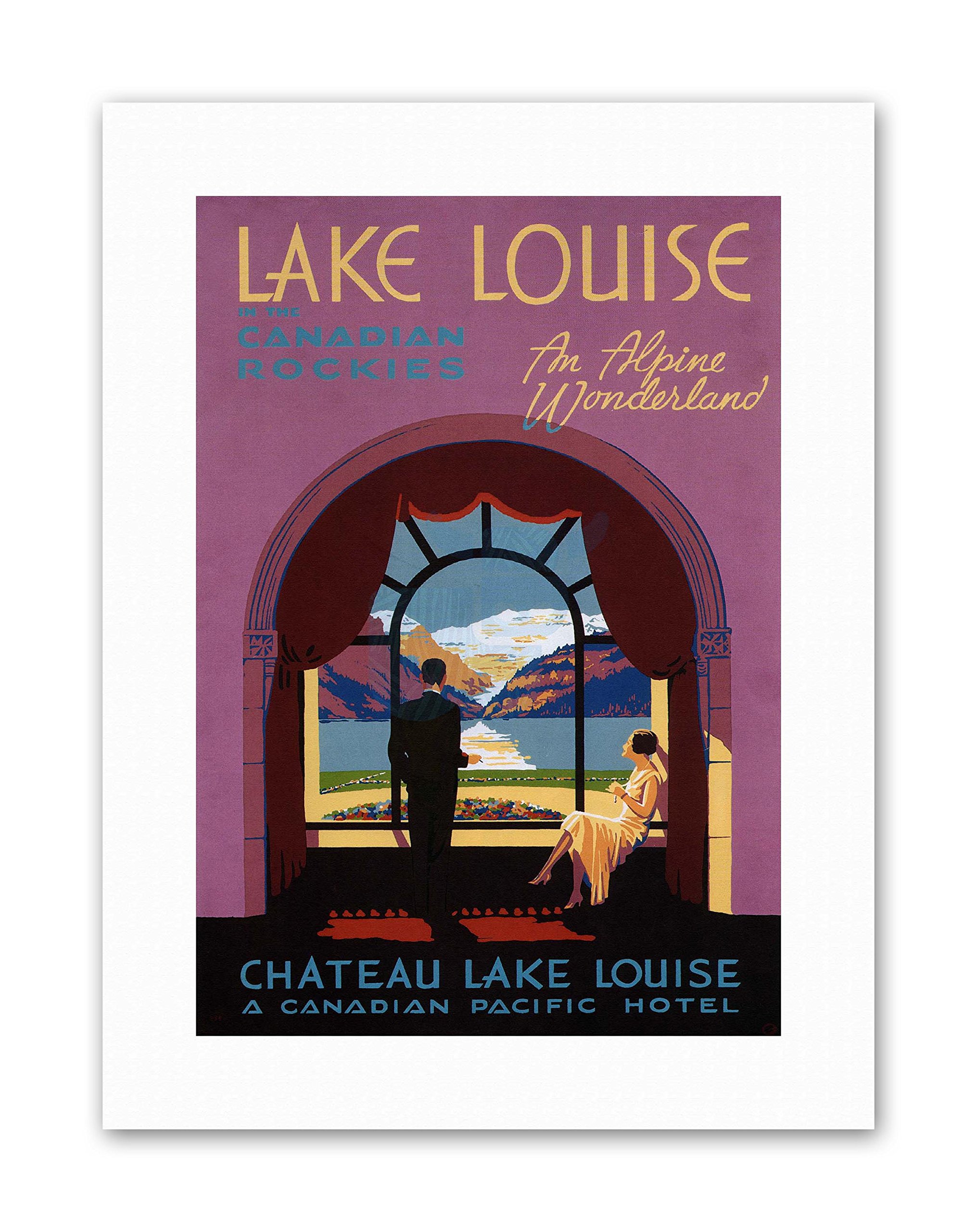 Wee Blue Coo Lake Louise Rocky Mountains Canada Vintage Travel Canvas Art Print