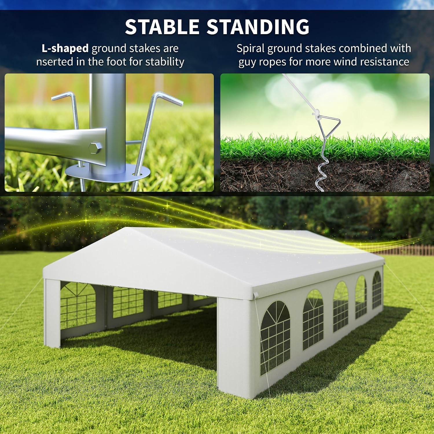Outsunny 20 x 32 ft Heavy Duty Party Tent Outdoor Gazebo Wedding Tent Event Shelter Carport BBQ with Removable Sidewalls & Windows, Outside Waterproof Canopy for Parties, White