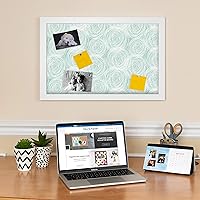 Vista 2 de PinPix ArtToFrames - Tablero de anuncios de corcho personalizado de 18 x 12 pulgadas. Este tablero de anuncios de círculos aguamarina tiene un Blanco