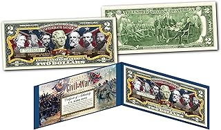 Confederate Generals American Civil War Uncirculated Two Dollar Bill Special Edition Collectible Display Holder and Certificate
