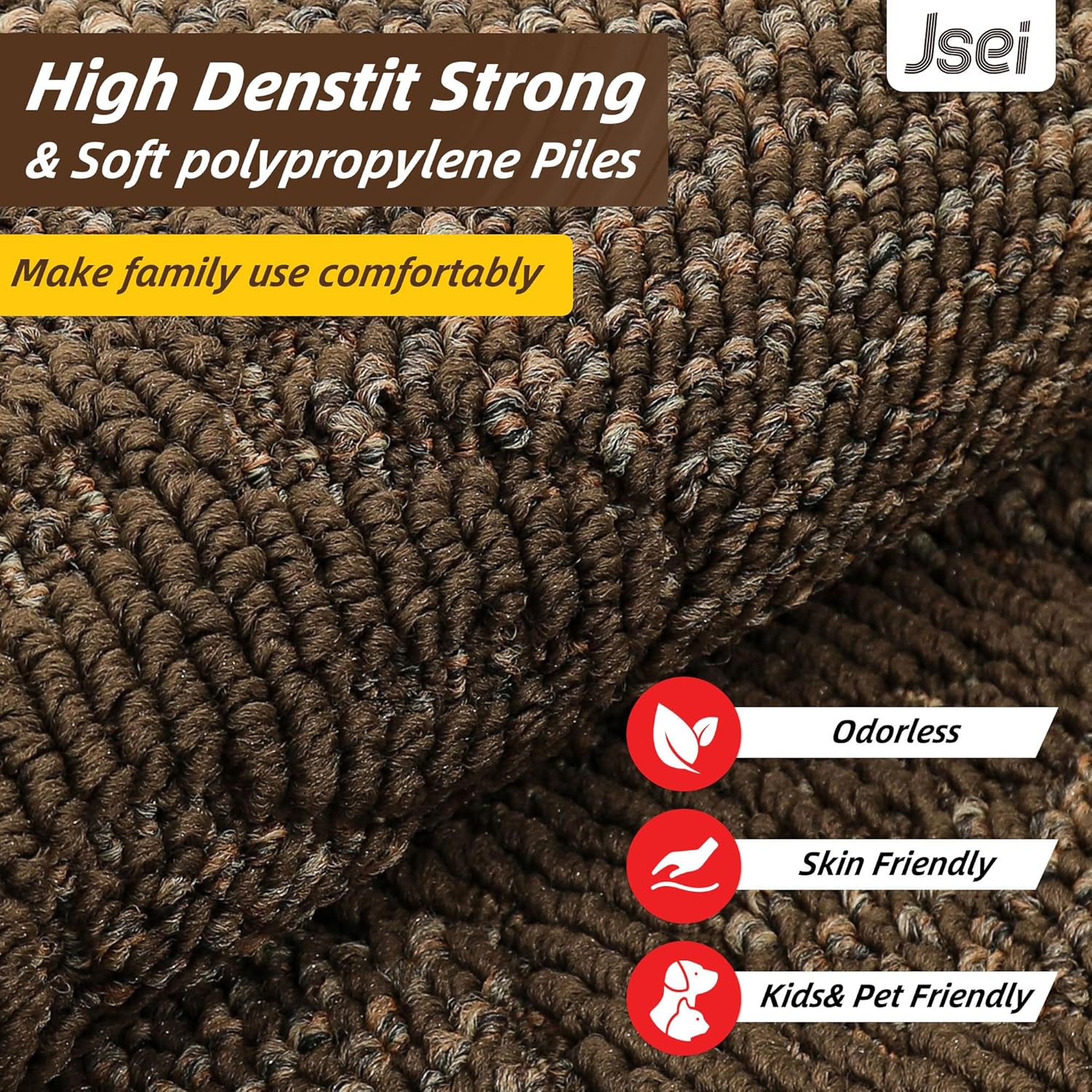 JSEI Door Mat 24"x 36",Absorbent Dirt Welcome Mat,Non-Slip Entryway Rugs Washable Indoor Entrance Mats,Low Profile Floor Mat for Entryway and Front Back Door,Brown