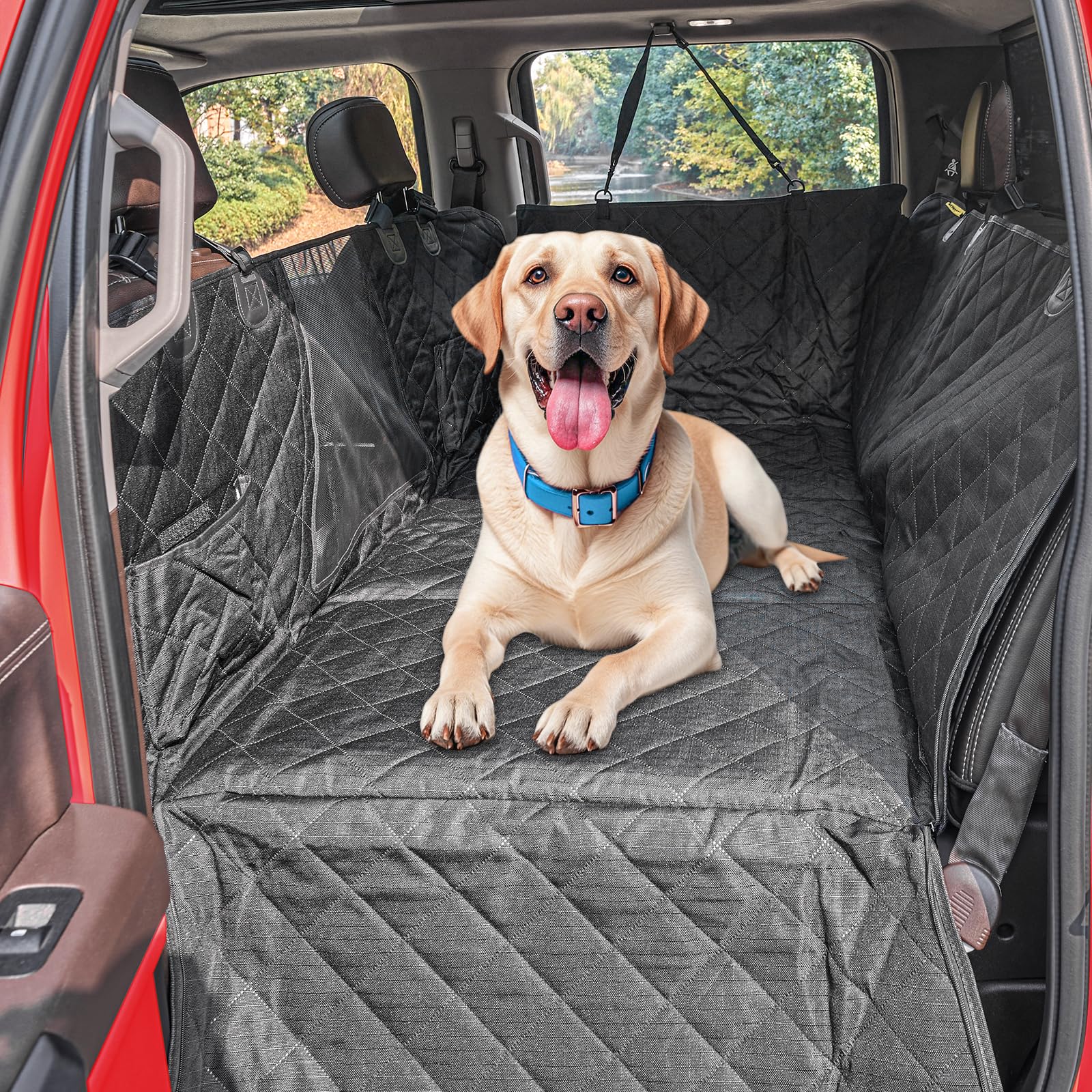 ENONCI Upgrade Tough 1200D Rip-Stop Dog Truck Seat Cover for Back Seat, Anti-Scratch Waterproof Car Back Seat Extender for Dogs with Hard Bottom,Dog Hammock for F150/RAM1500/Silverado