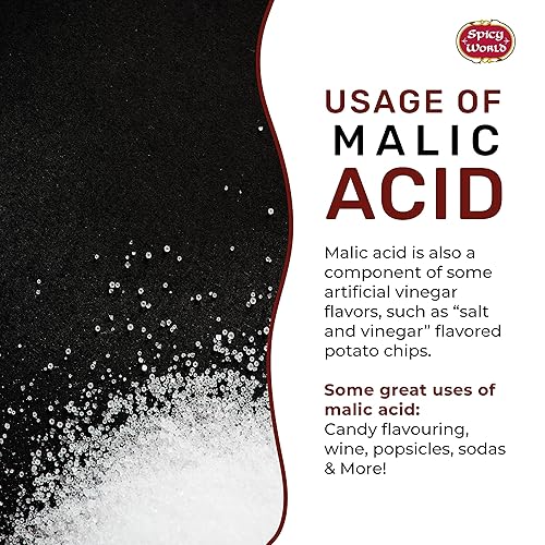 Miniatura 5 de Spicy World Polvo de ácido málico de 1.75 libras (28 onzas), grado alimenticio, cristales, sabor agrio, 1 paquete cada uno
