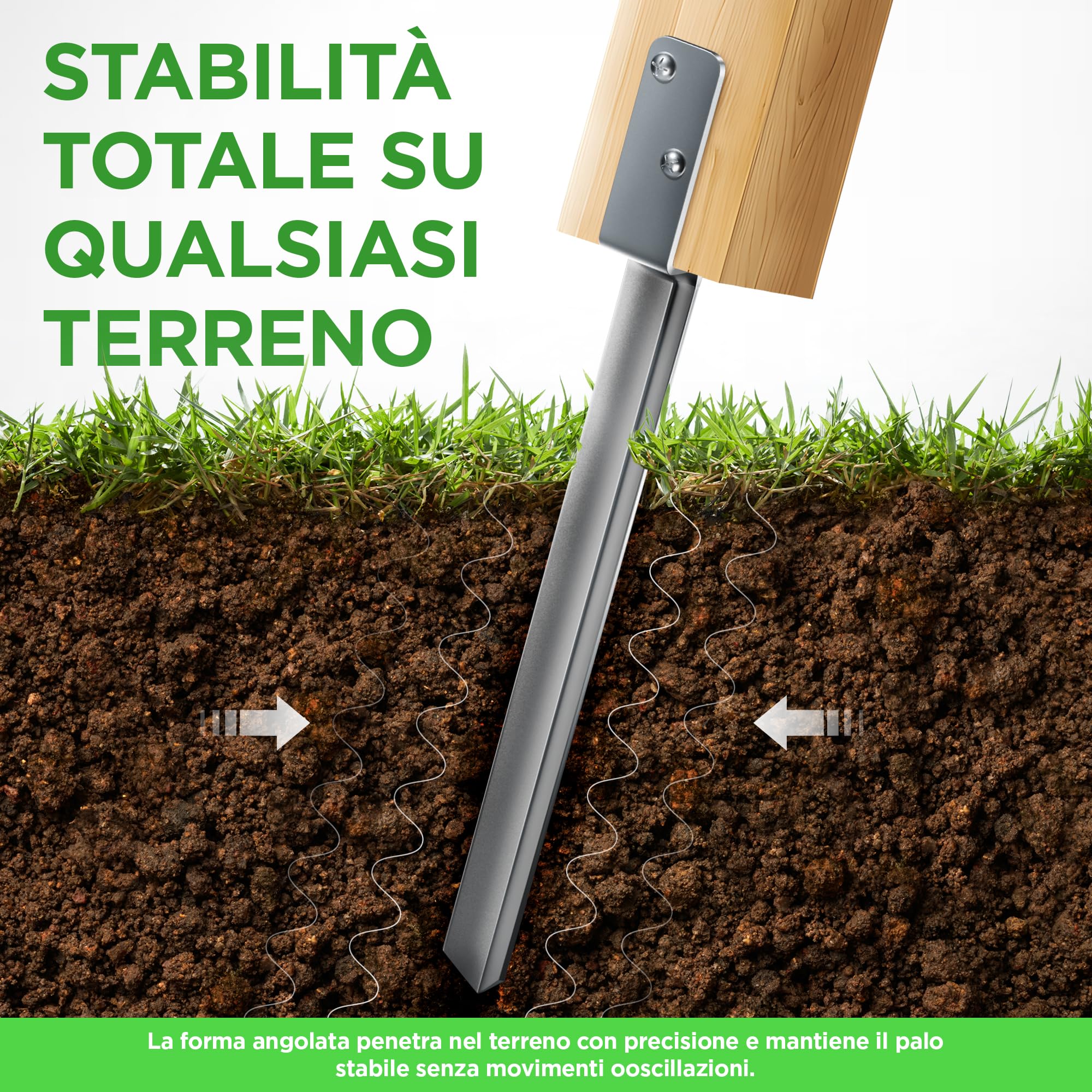 Set di 4 Supporti a L per Ancoraggio a Terra per Altalene | 50 cm in Acciaio Zincato a Caldo | Ideale per Altalene e Giardino | Include Viti, Guanti, Blocco di Legno ed eBook