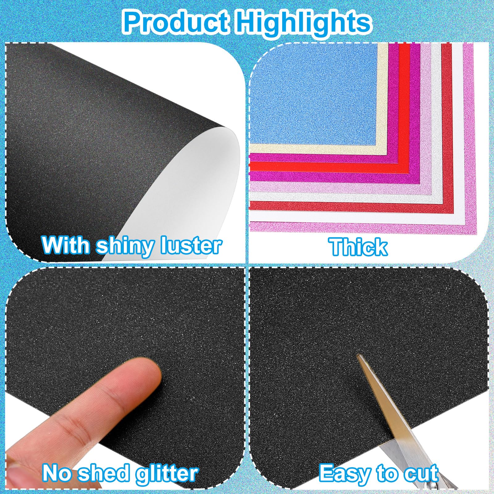 PATIKIL 20Sheets Black Glitter Cardstock Paper - Image 3