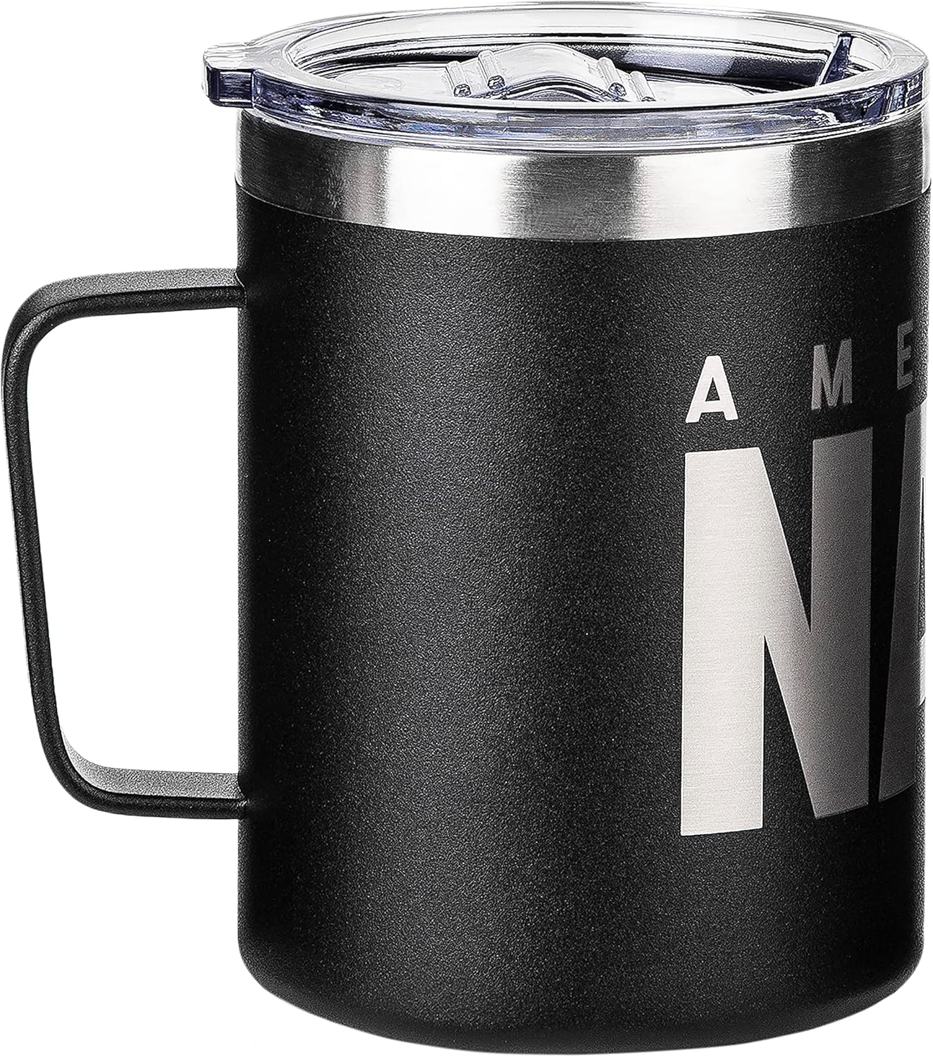 Military Gift Shop 12oz Black Double Wall Vacuum Insulated Stainless Steel Coffee Tumbler Travel Mug | Disabled Veteran Owned Business | Navy 12oz Coffee - Image 5