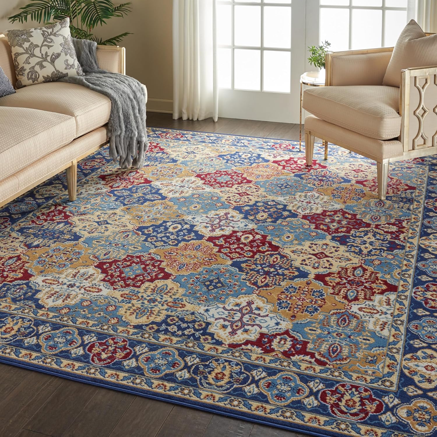 Nourison Home Grafix Multicolor 7'10" x 9'10" Area Rug - Easy Clean, Non Shedding, Bed Room, Living Room, Dining Room, Kitchen (8' x 10')