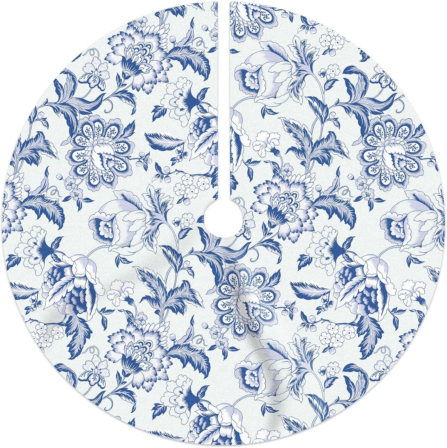 Poen Christmas Tree Skirt Chinoiserie Blue and White