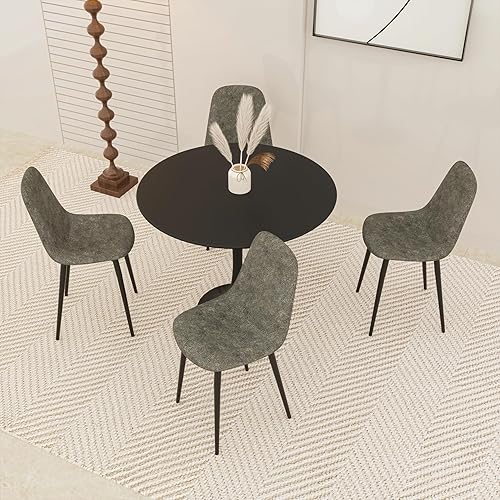LUMISOL Juego de mesa de comedor para 4, juego de mesa de comedor de mediados de siglo con patas de metal y tablero de madera de fibropanel de