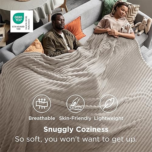 Miniatura 387 de Bedsure GentleSoft Twin Blanket for Couch - Cozy Soft Blankets for Women, Cute Small Fleece Throws for Girls, Light Grey, 60x80 Inches