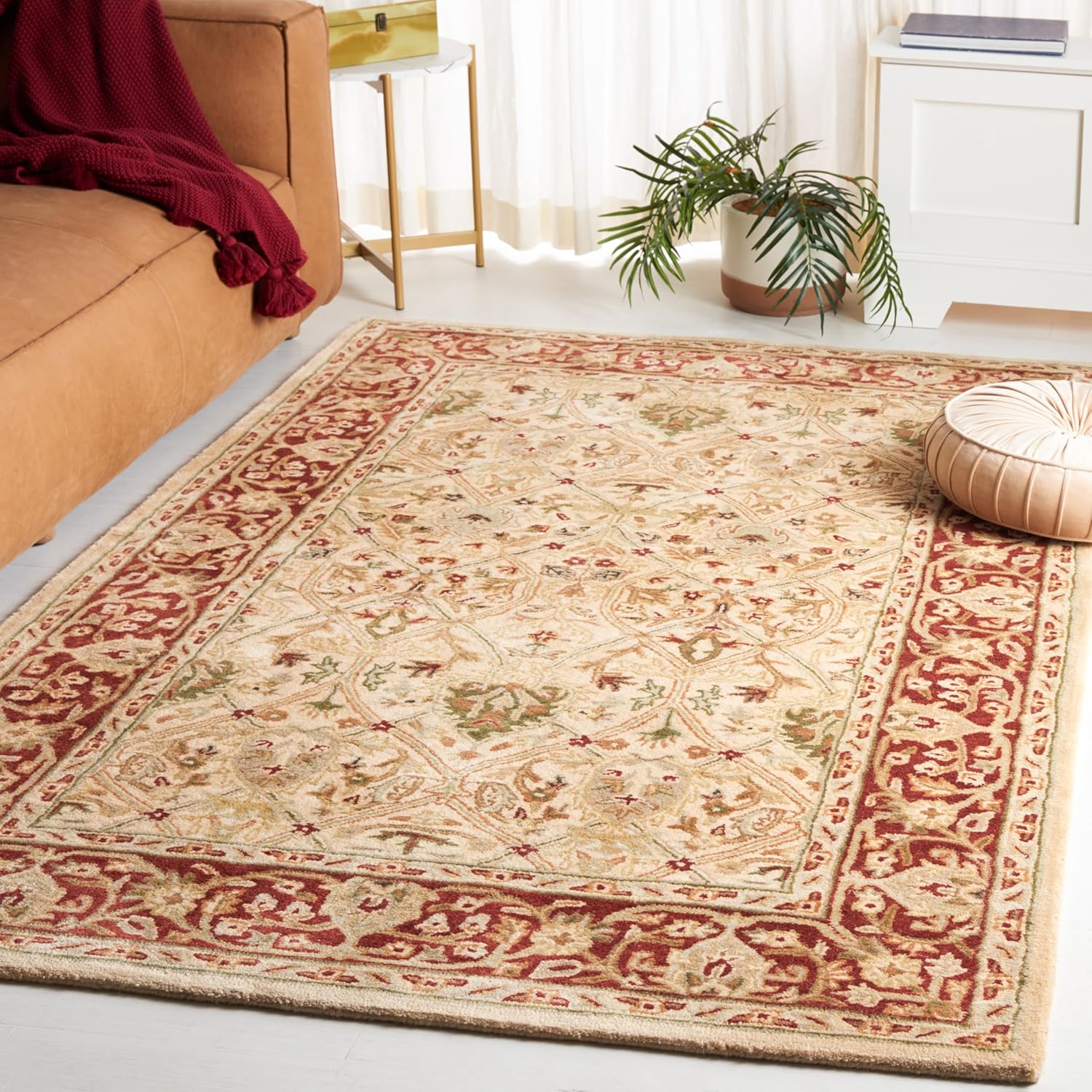 Ivory and Rust Hand-Tufted Wool 6' x 9' Area Rug