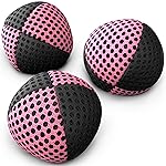 speevers Juggling Balls for Beginners and Professionals Set of 3, 14 Colors Available, 2 Layers of Net and Carry Case, Xballs Juggling Balls (Black - Pink, 2.5 oz)