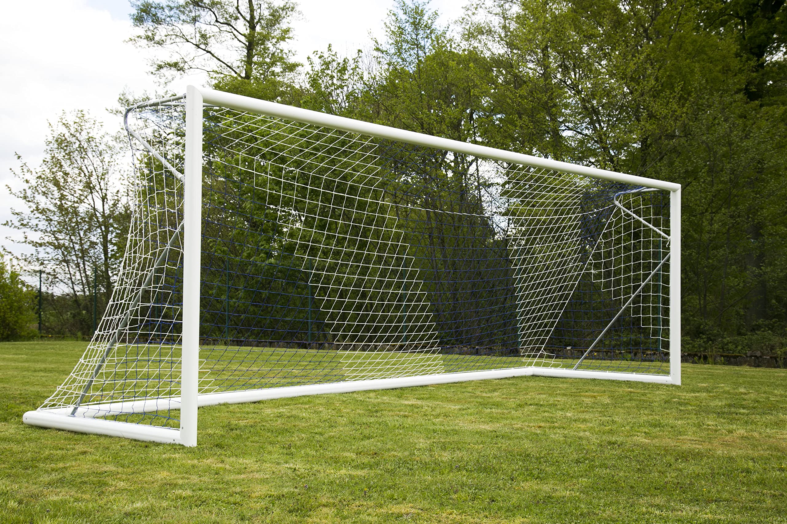 TORNETZ - Fußball - 7.32 x 2.44 x 0.8 x 2m - 3mm - Weiß oder Weiß/Blau