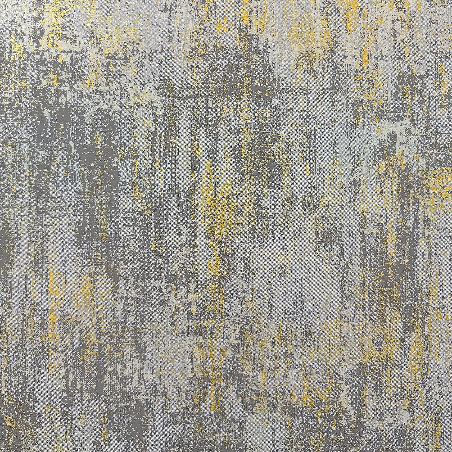 17.3"×480" Peel and Stick Industrial Texture Metallic Wallpaper Charcoal Gold Distressed Metallic Contact Paper Waterproof Removable Self Adhesive Vinyl Wall Paper for Office Coffee Shop