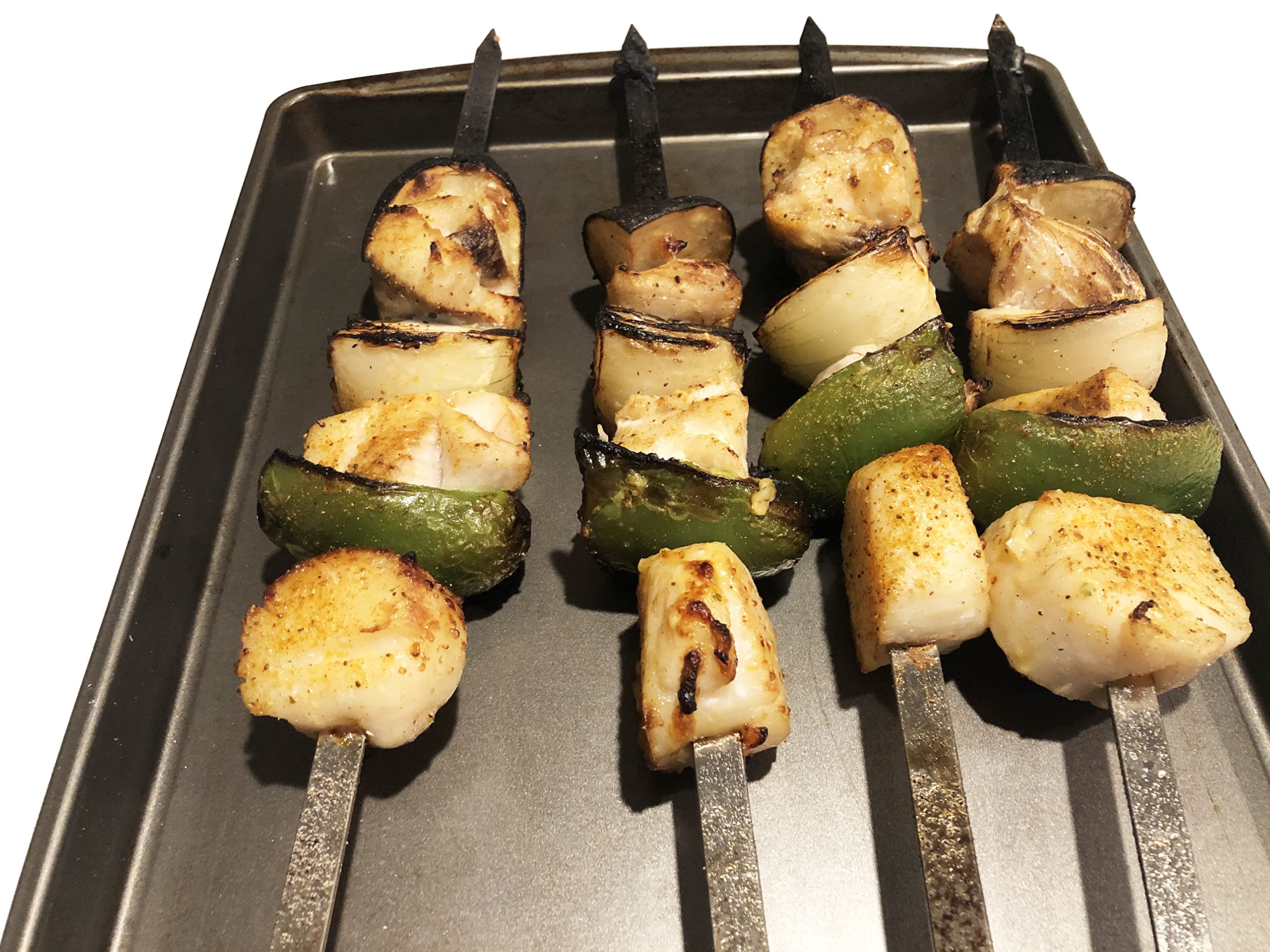 12 szaszłyków kebabowych, 60 cm, szpikulce do grilla, ze stali nierdzewnej, wytrzymałe, duże, szerokie, wielokrotnego użytku, z antypoślizgowym drewnianym uchwytem, idealne do szaszłyków,