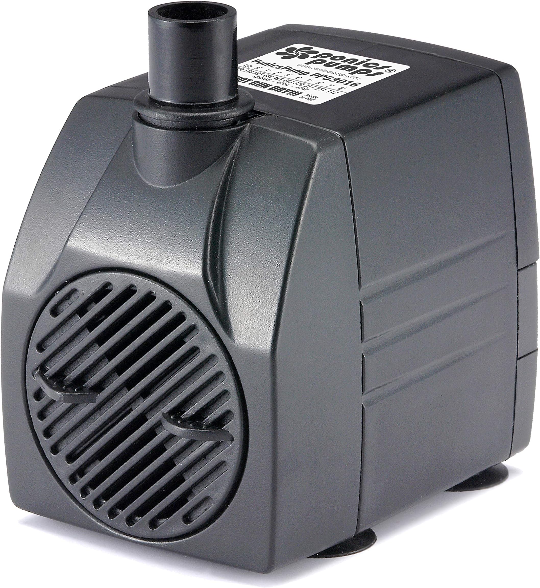PonicsPumps by ZAHGO PP53016: 530 GPH Submersible Pump with 16' Cord - 45W… for Hydroponics, Aquaponics, Fountains, Ponds, Statuary, Aquariums & more.