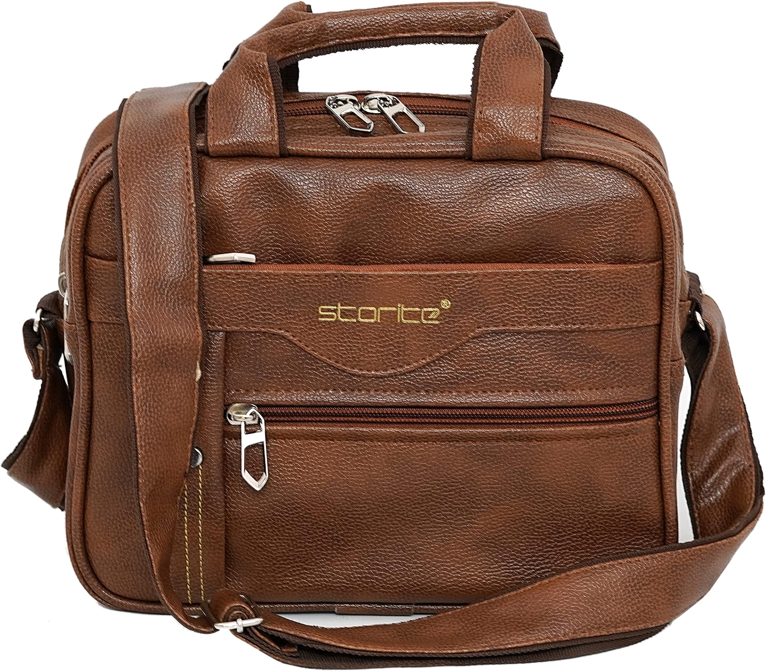 Storite 8 Inch Stylish Small PU Leather Sling Cross Body Travel Office One Side Shoulder Bag for Men Women (25 x 11 x 20 Cm)