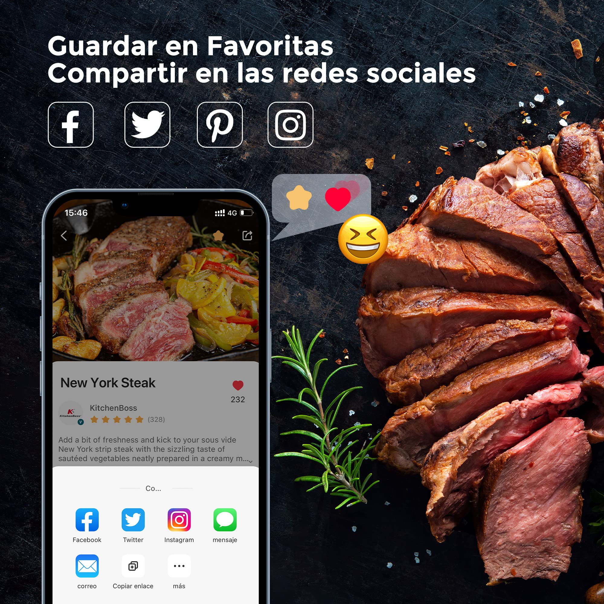 KitchenBoss Wifi Roner Cocina Baja Temperatura: G330 WLAN Sous Vide Roner, 1100W,Inmersión a Prueba de Agua IPX7 Circuladores Control de APP y Temperatura de Precisión TFT táctil Muy tranquilo