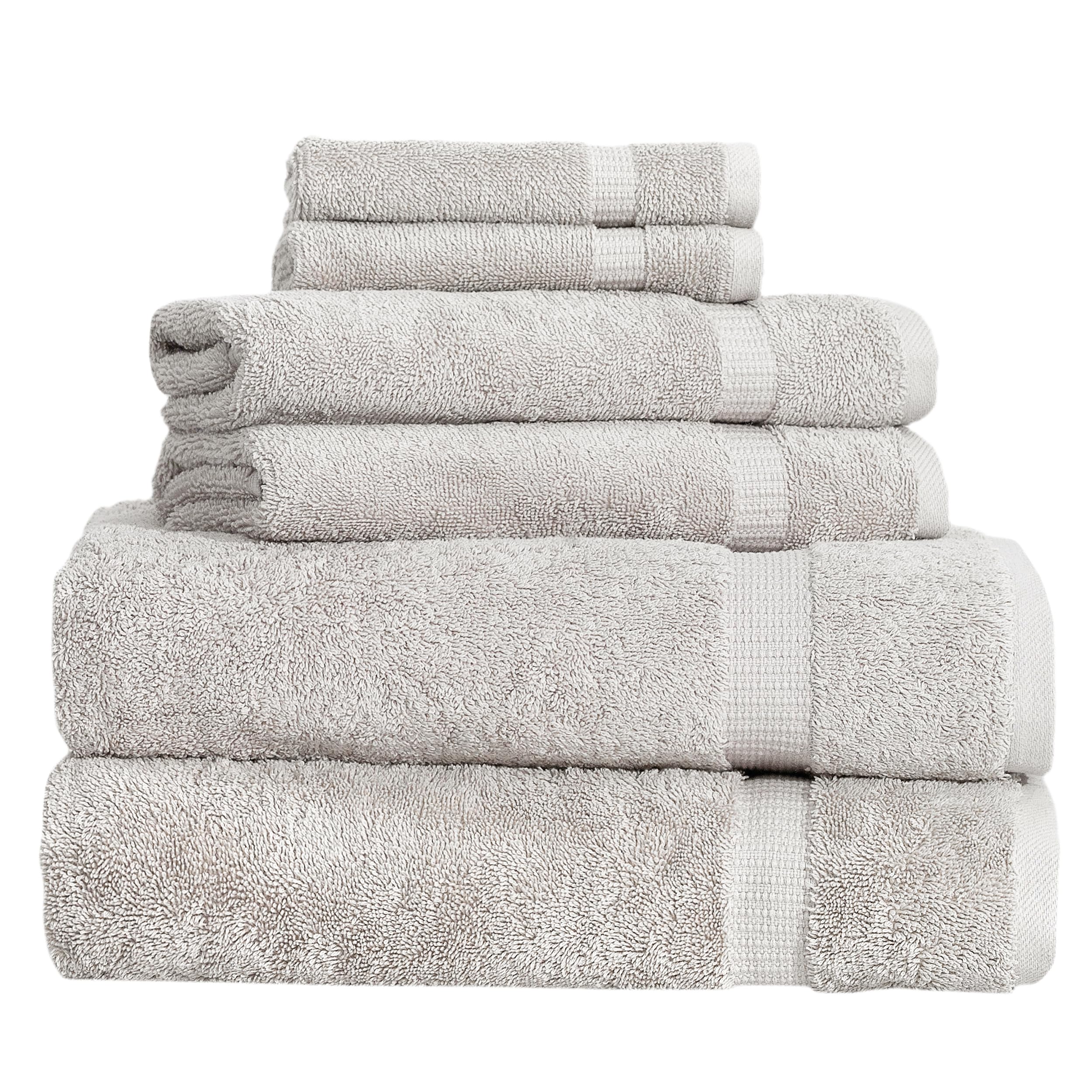 Set di 6 asciugamani turchi, 2 asciugamani da bagno, 2 asciugamani per le mani, 2 per il viso, 620 g/m², 100% cotone (pietra)