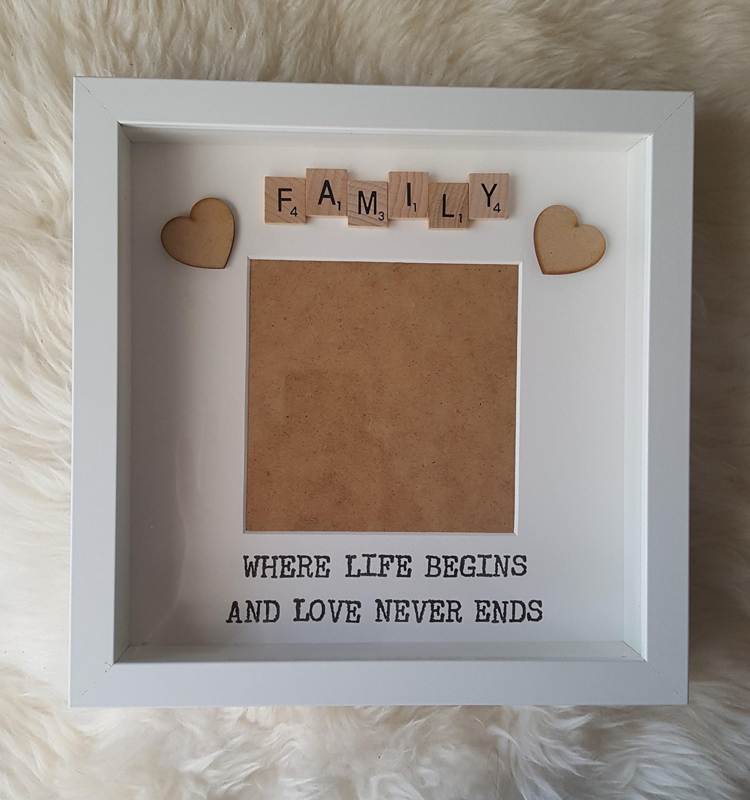 PeapodGifts Family Scrabble Frame - Family Gift - Scrabble Gift - Family Photo Frame