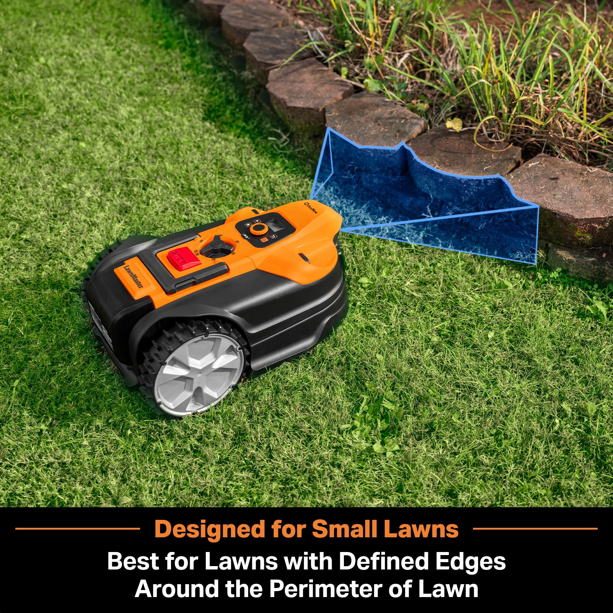 LawnMaster OcuMow®18 robot kosiarka bez kabla peryferyjnego do 800 m², nawigacja wizualna, automatyczne omijanie przeszkód, automatyczne ładowanie, wirtualne strefy zakazu WiFi Bluetooth APP