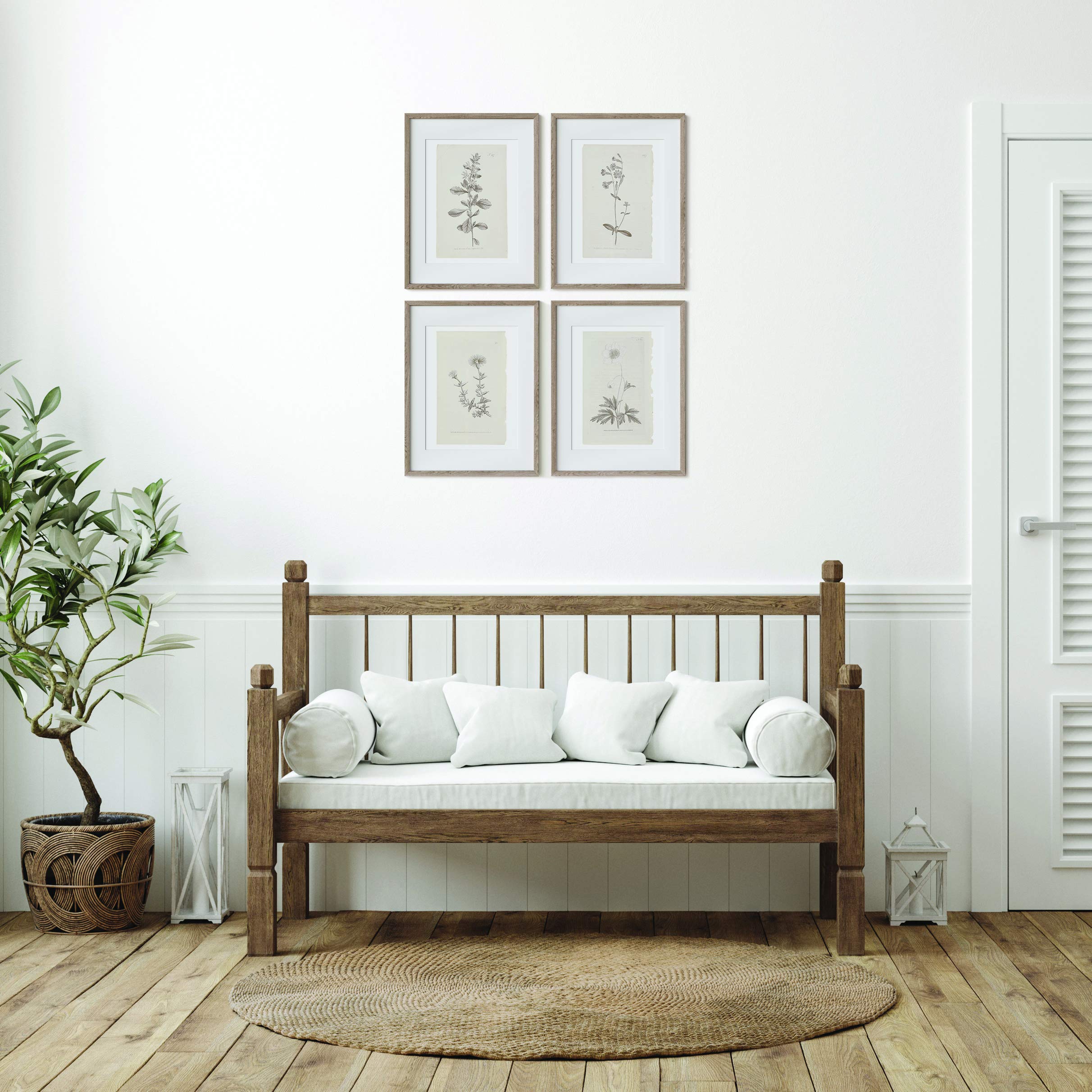 LakelzDecor Stampa botanica ispirata al legno minimalista, set di 3, verde salvia, beige, arte dei fiori selvatici, pacchetto floreale Boho, poster di fiori di campo - Italia
