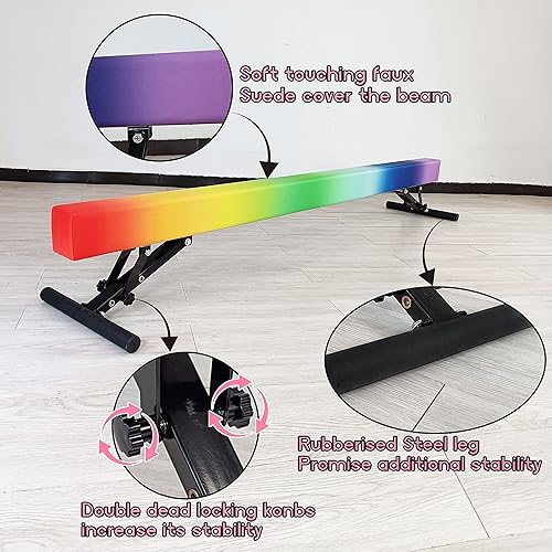 Miniatura 2 de Viga de equilibrio ajustable para niños, haz de gimnasia de 8 pies, haz de piso alto e inferior para centro de gimnasia, equipo de gimnasia para