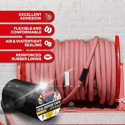 Miniatura 7 de XFasten - Cinta impermeable para reparación y protección de fugas (6.0 x 5.0 ft), Negro