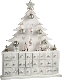 WeRChristmas – Calendario de adviento de Madera, árbol de Navidad, decoración de Navidad, 40 cm, Color Blanco