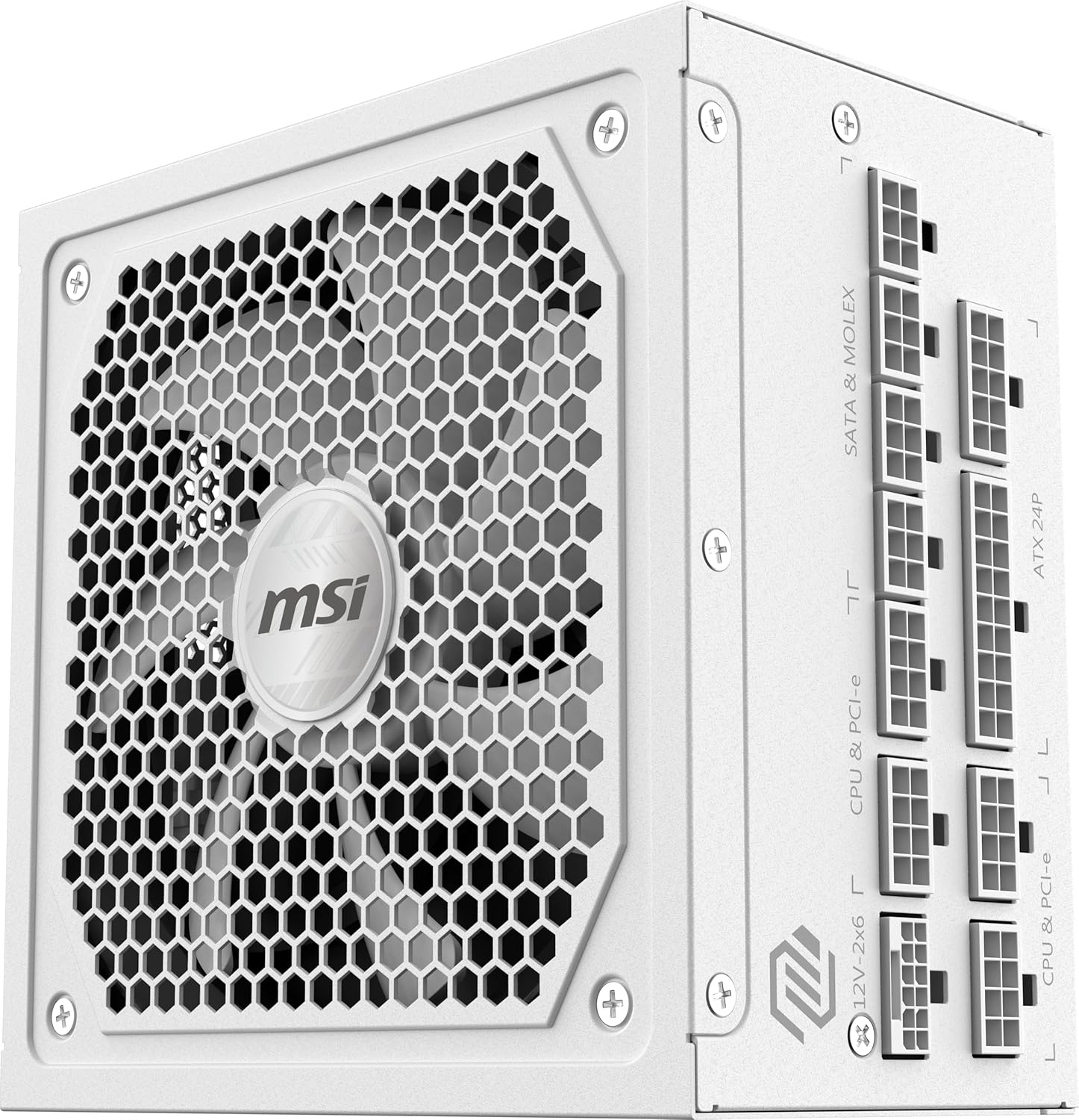 MSI MAG A1000GL PCIE5 White, Fully Modular Compact Gaming 1000W Power Supply, 80+ Gold, ATX 3.1 & PCIe 5.1 Ready, Native Dual-Color 12V-2x6 Cable, Low-Noise, Embossed Jacket Cables, 10 Year Warranty