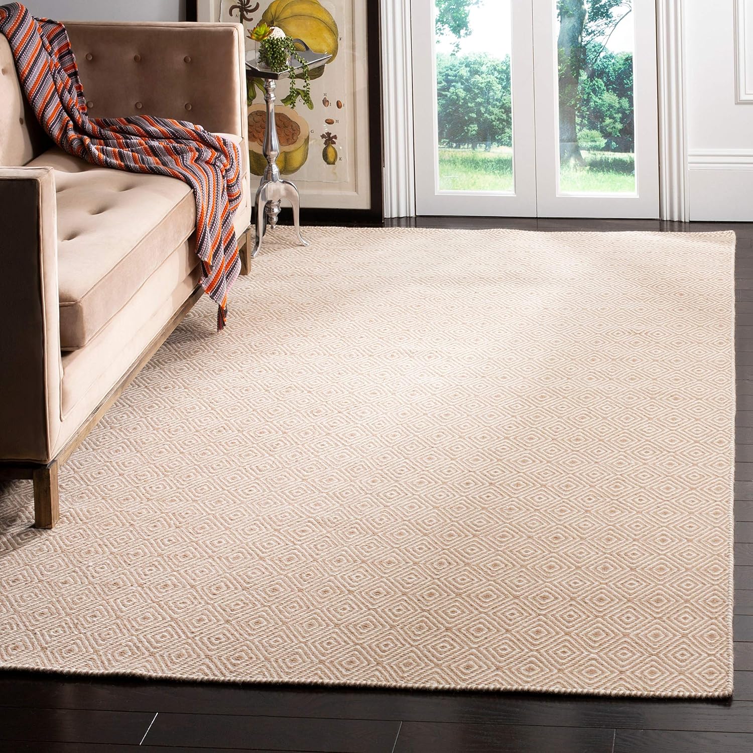SAFAVIEH Oasis Collection Area Rug - 6' x 9', Brown & Ivory, Handmade Flat Weave Wool, Ideal for High Traffic Areas in Living Room, Bedroom (OAS525D)