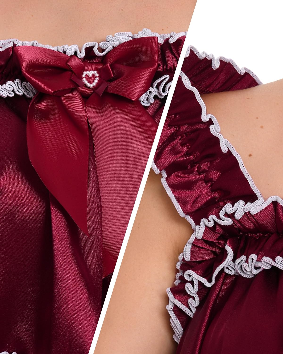 Satini Lingerie Satin Sissy Rolled Hem Edge Frilly Cami Top - Image 5