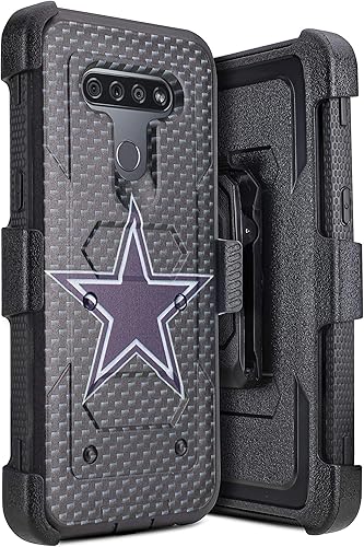 Miniatura 8 de Funda para LG K51, funda LG Q51, cinturón Jackpot Wireless de alta resistencia, protector de pantalla integrado a prueba de golpes, protección de