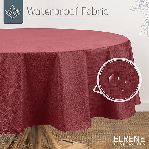 Miniatura 2 de Elrene Home Fashions Monterey - Mantel de vinilo resistente al agua y a las manchas con reverso de franela, 60 x 84 pulgadas, ovalado, ladrillo