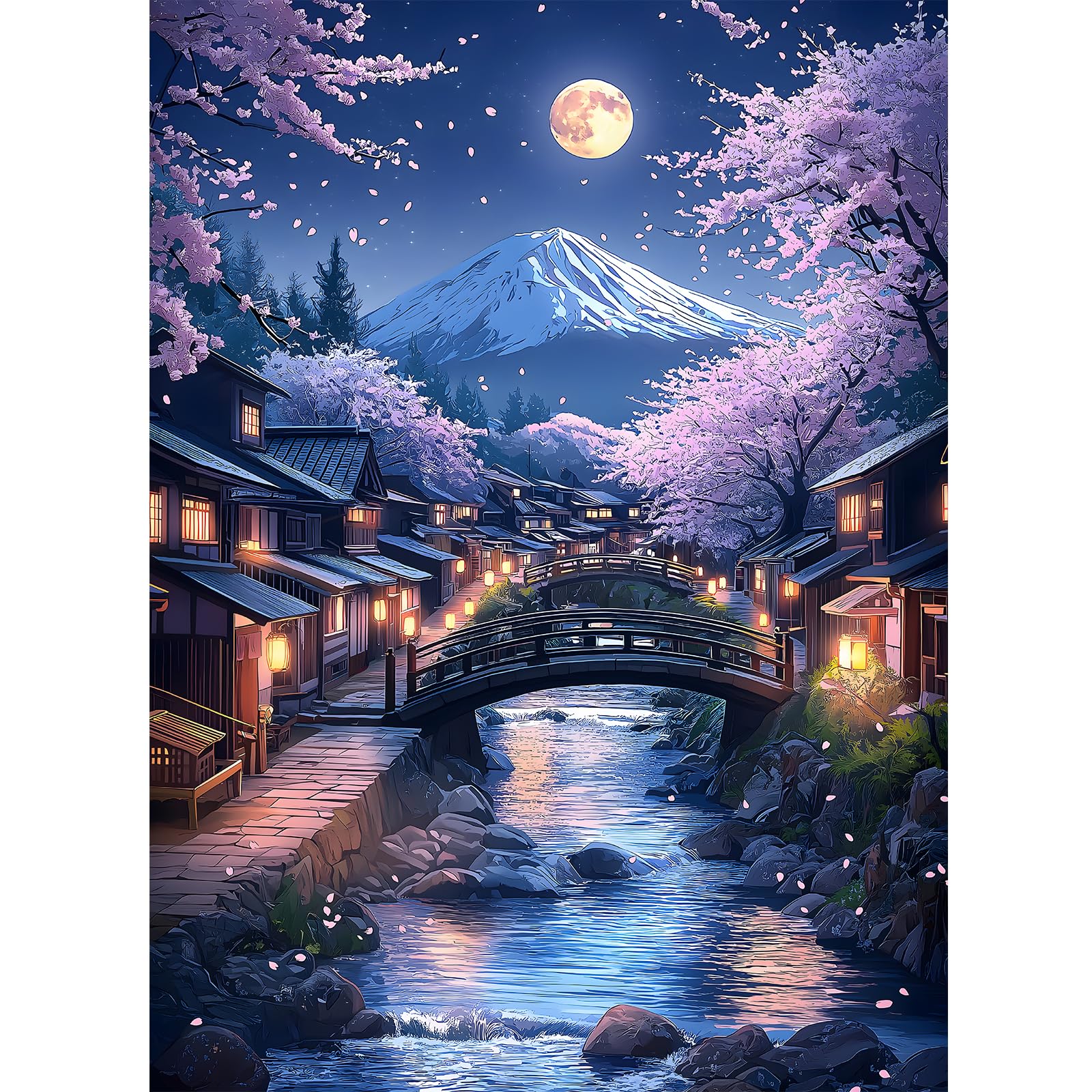 Puzzles for Adults 500 Pieces, Cherry Blossom Jigsaw Puzzles - Cherry Blossom Village, Impossible Unique Puzzle for Seniors Family, 20.47 x 14.96
