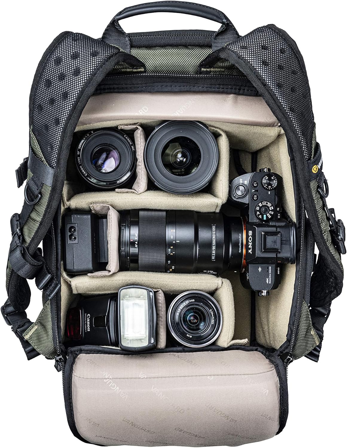 VANGUARD VEO Select 37BRM Camera Backpack - Green, Rear Access, Multi-Access, 9.7" Tablet Storage, Tripod Carry