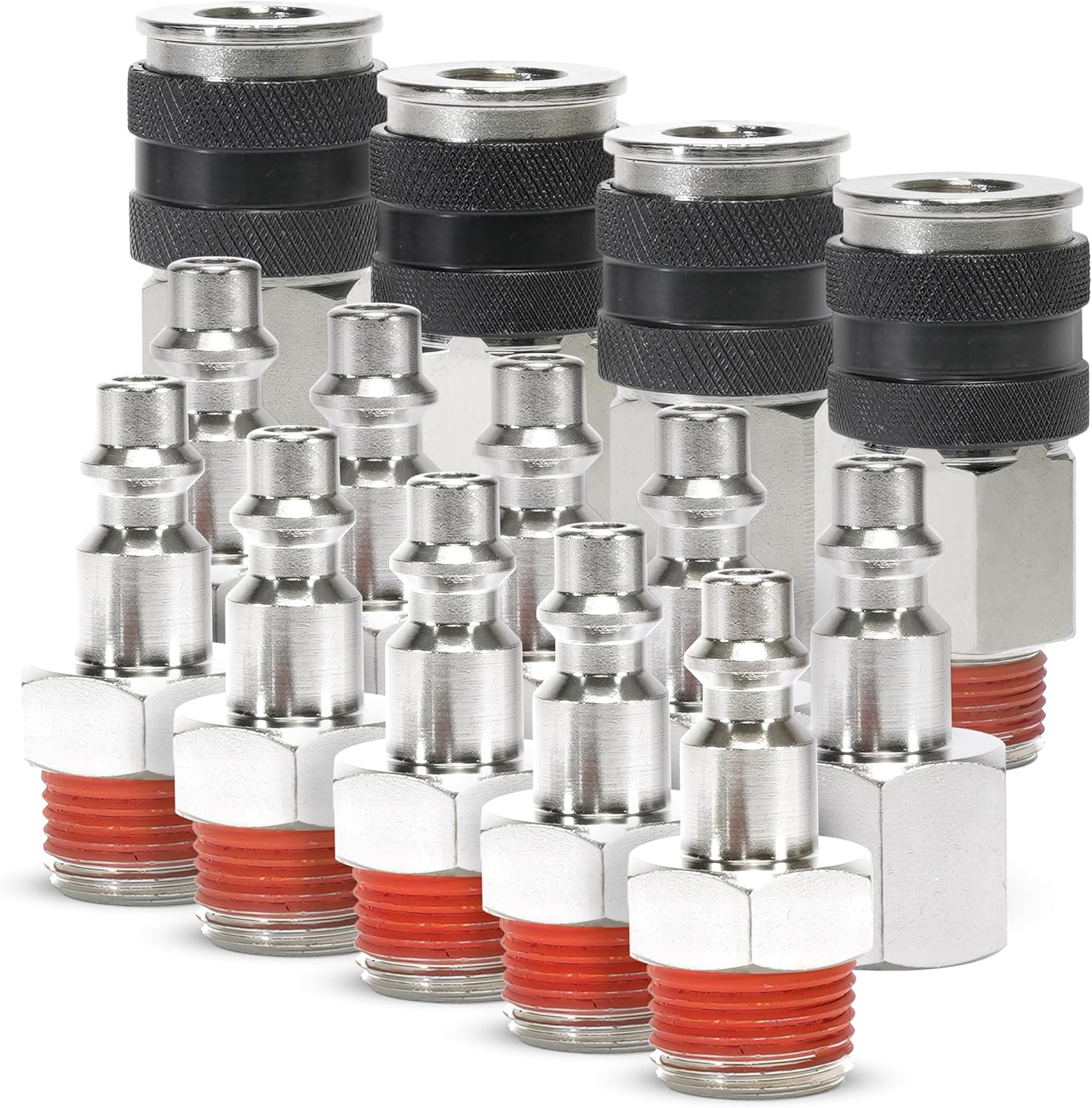 Couplers 3/8" NPT M (2) & F (2), Quick Connect Studs 3/8" M (5) & F (5), NO LOGO