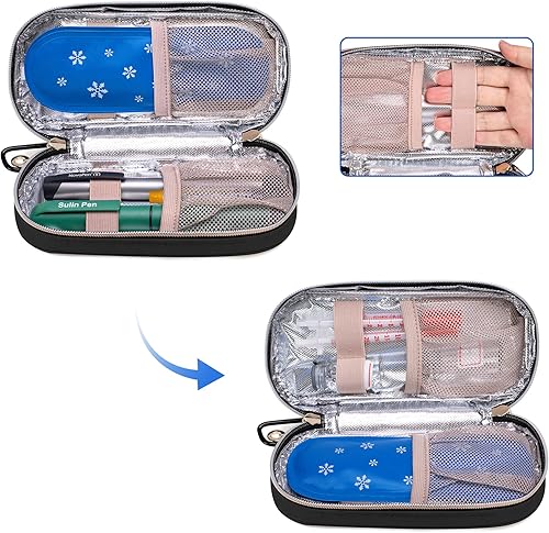 Miniatura 3 de Yarwo Maletín de viaje con 2 paquetes de hielo mejorados para 6-8 horas de tiempo de enfriamiento, bolsa organizadora aislada para medicamentos