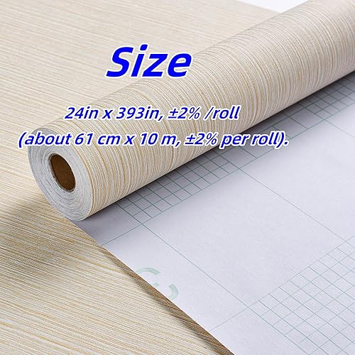 Miniatura 5 de Haimin Papel tapiz texturizado de tela de 24 x 393 pulgadas, papel de contacto de lino texturizado, papel tapiz autoadhesivo de vinilo grueso en