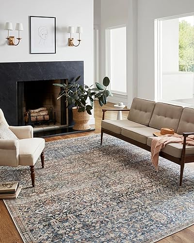 Chris Loves Julia x Loloi Jules JUL-06 - Alfombra de área oriental Mezclilla de 2pies-6pulgadas x 12pies-0pulgadas