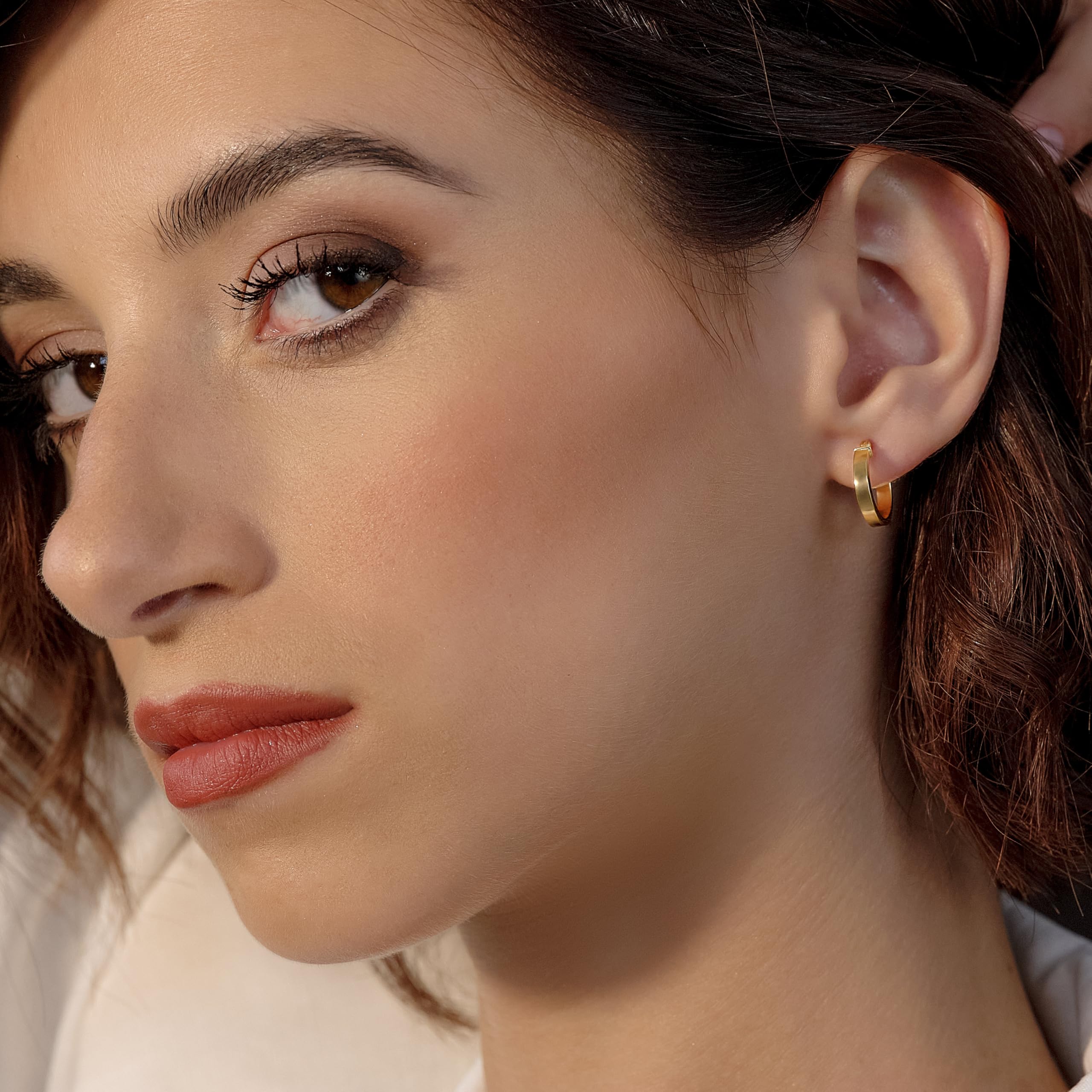MIORE Ohrringe Gold - 9 karat (375) Gelbgold – Creolen Gold 13.5 mm, Hypoallergene Ohrringe Damen, Goldene Creolen, Schmuck Damen, Goldschmuck in Italien hergestellt- mit edler Schmuckbox