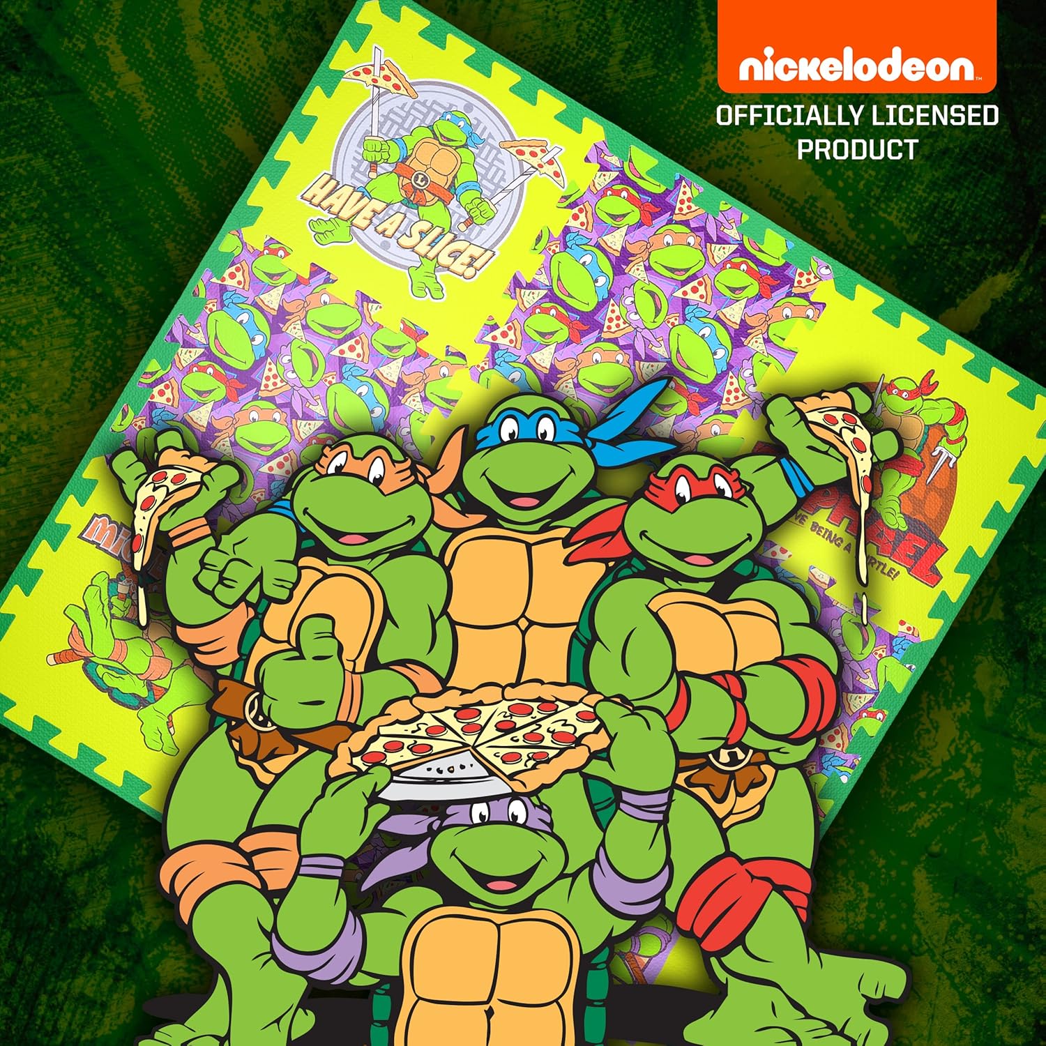 Teenage Mutant Ninja Turtles Kids Foam Mat, Interlocking Puzzle Non Slip Flooring Tiles, Multi, 36 x 36 Inches, 9 Tiles