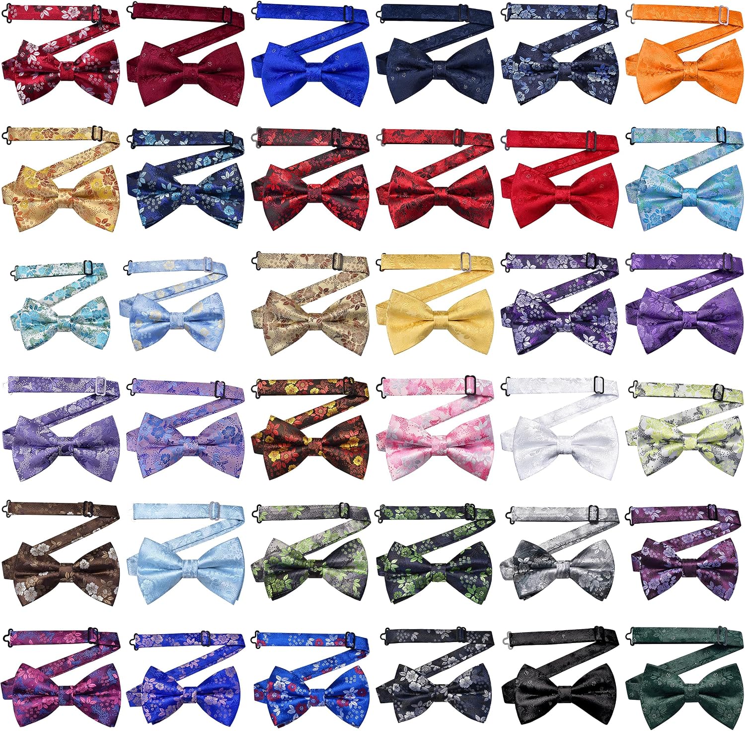 GUSLESON Floral Bow Ties for Men Pre-tied Adjustable Bowties for Wedding Business Party