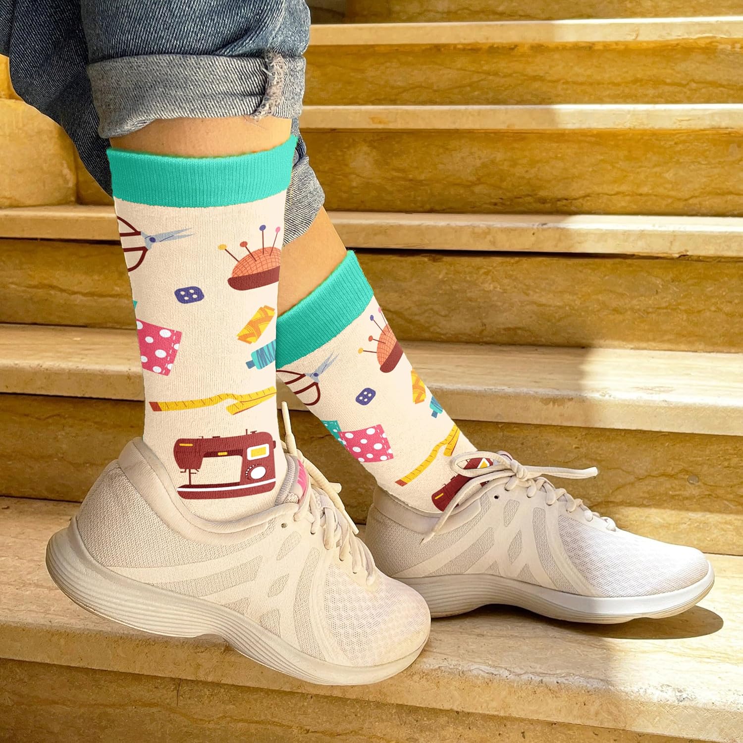 Quilting Socks, Sewing gifts for Crafters - Funny Stocking Stuffers, Christmas Gift for Women, One Size image 2